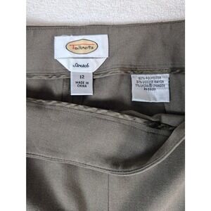 Talbots‎ Pants Women's Wide Leg Olive Gray Side Zip Stretch Career Size 12